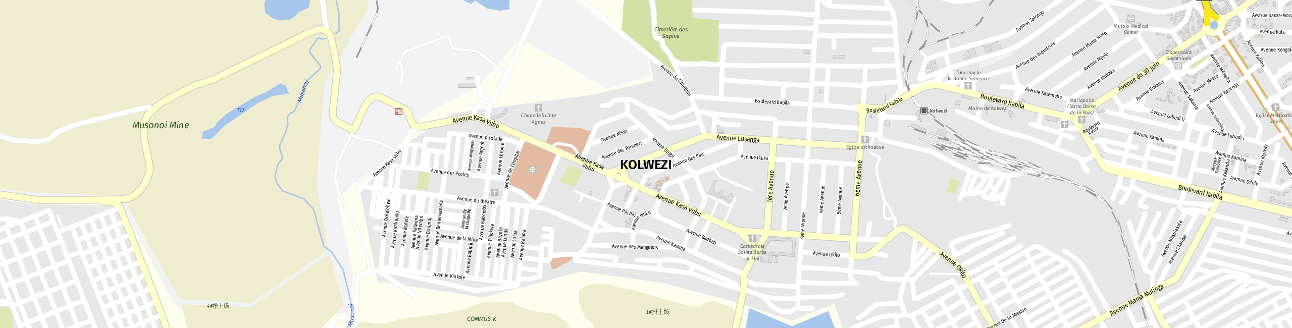 Stadtplan Kolwezi zum Downloaden.