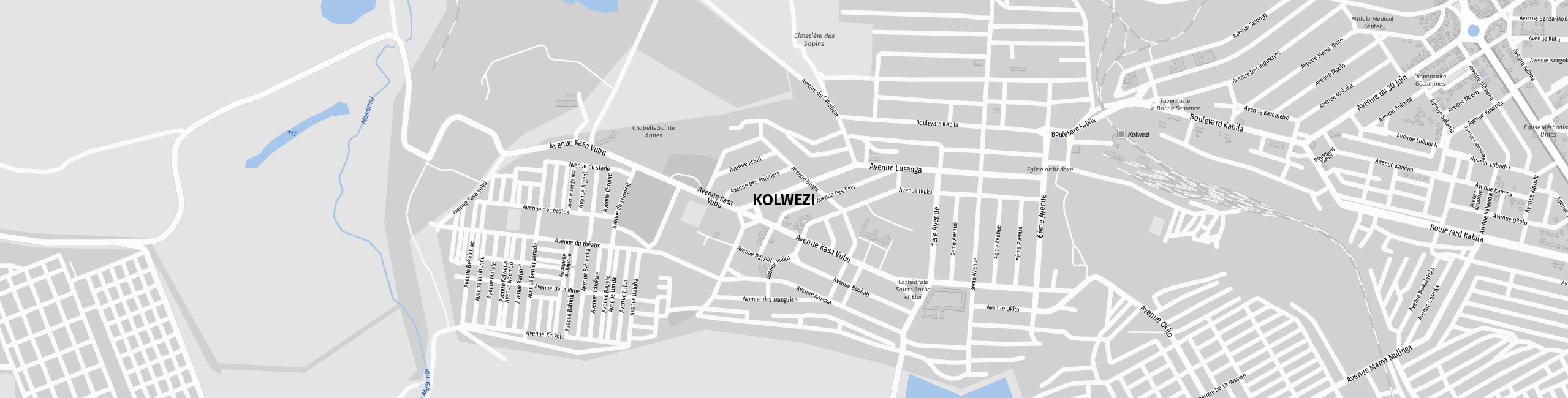 Stadtplan Kolwezi zum Downloaden.