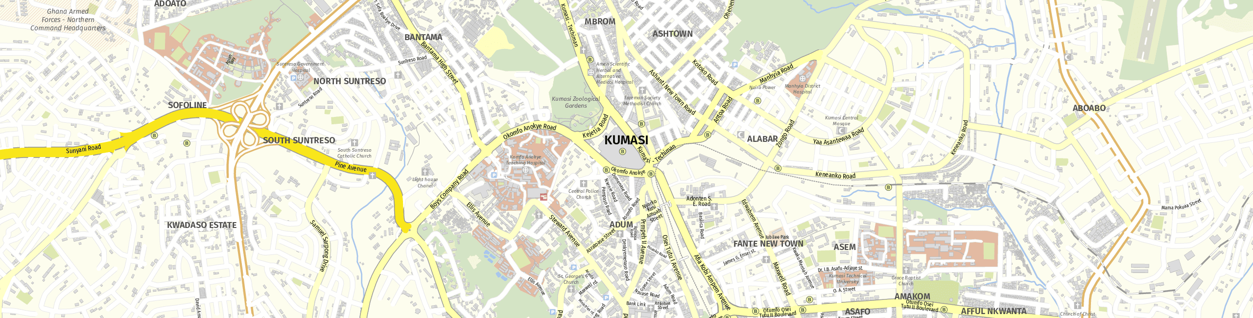 Stadtplan Kumasi zum Downloaden.
