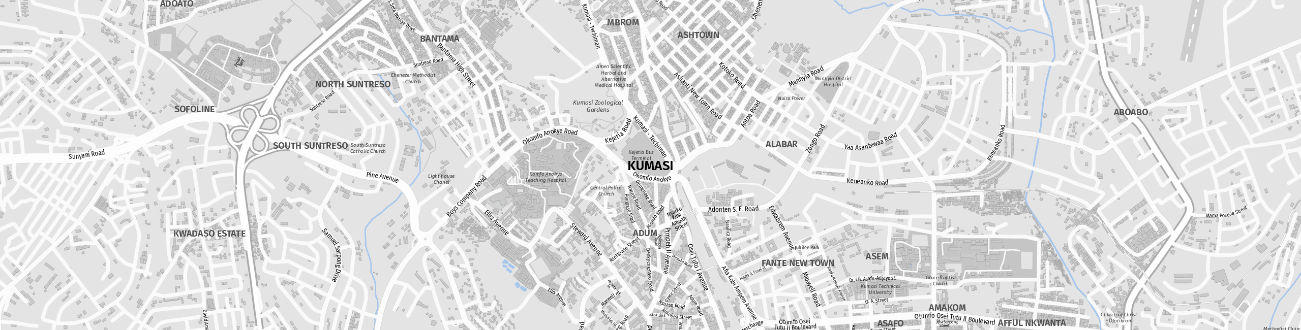 Stadtplan Kumasi zum Downloaden.