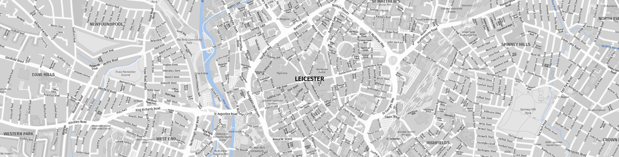 Stadtplan Leicester zum Downloaden.
