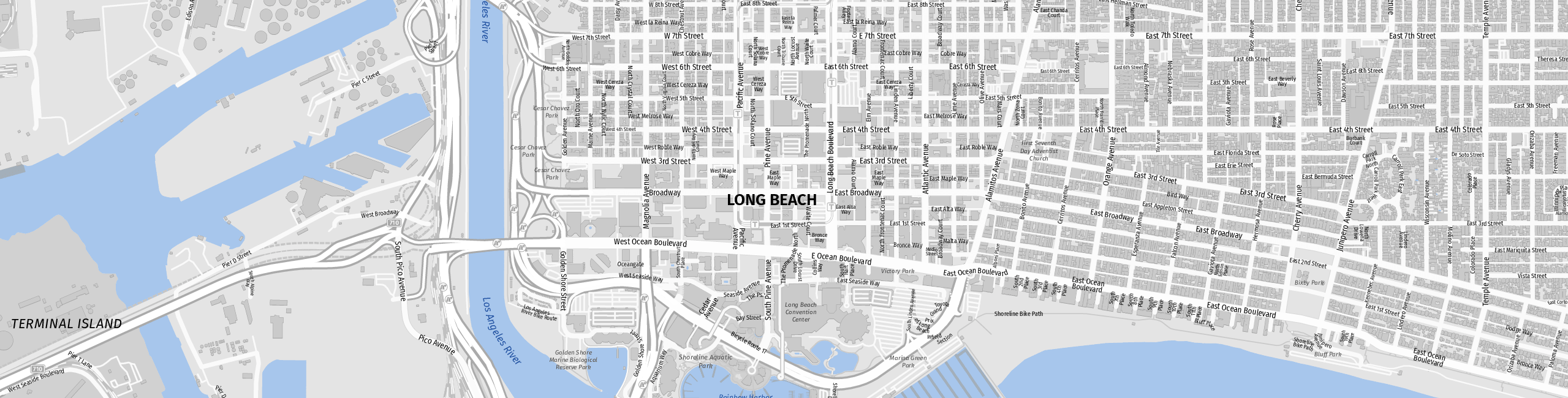 Stadtplan Long Beach zum Downloaden.