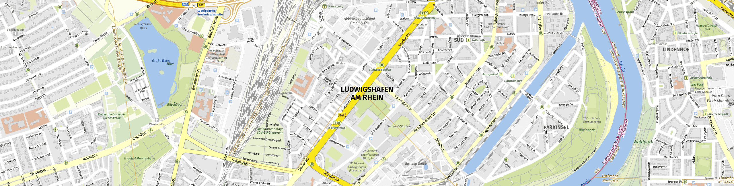 Stadtplan Ludwigshafen am Rhein zum Downloaden.