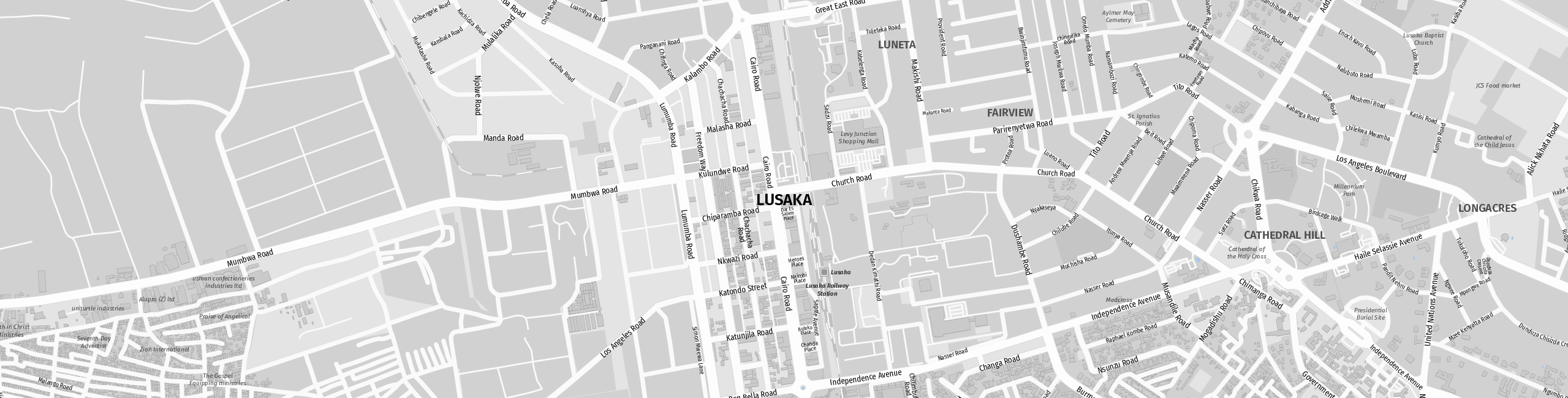 Stadtplan Lusaka zum Downloaden.