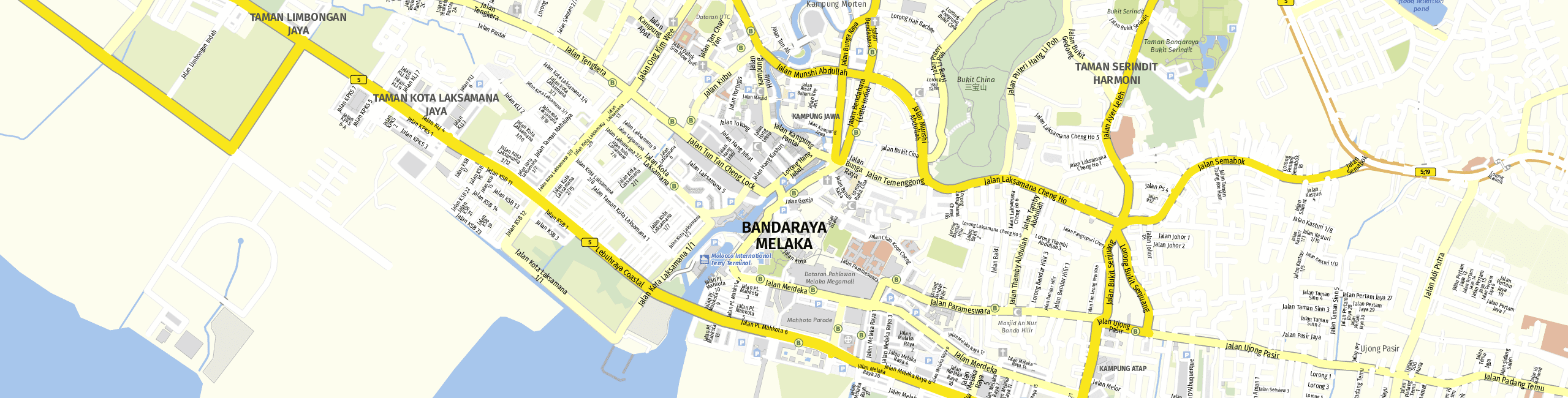 Stadtplan Malacca City zum Downloaden.