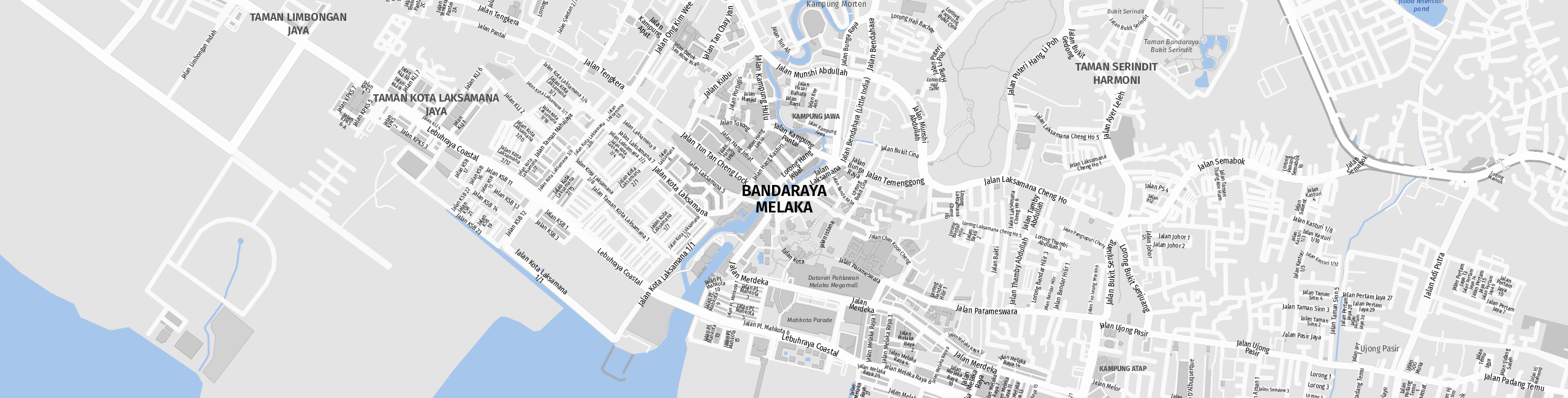 Stadtplan Malakka-Stadt zum Downloaden.