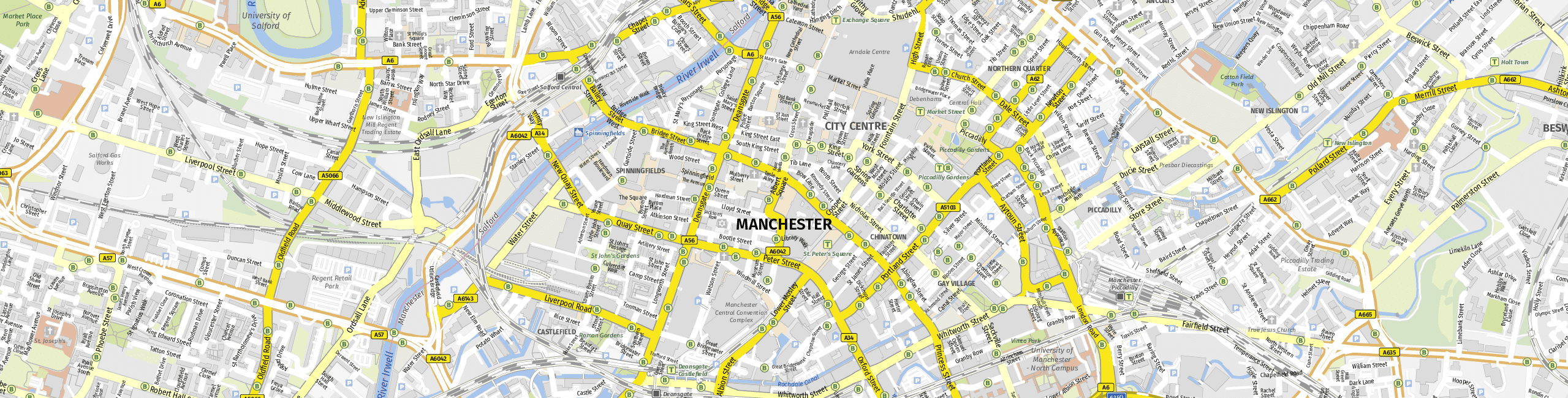 Stadtplan Manchester zum Downloaden.