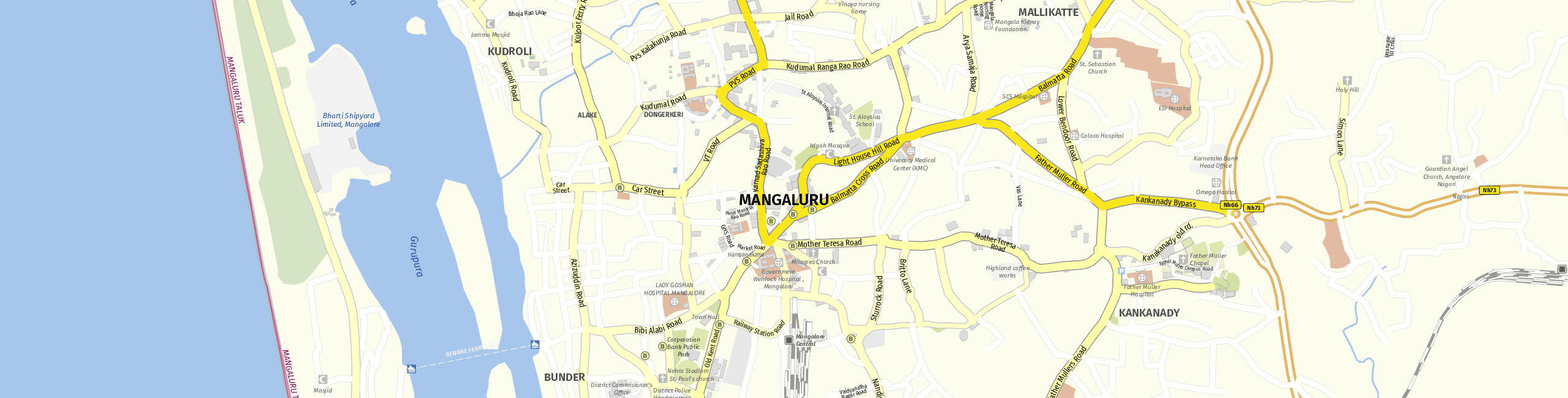 Stadtplan Mangalore zum Downloaden.