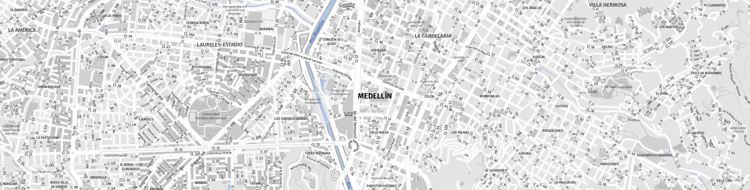 Stadtplan Medellín City zum Downloaden.
