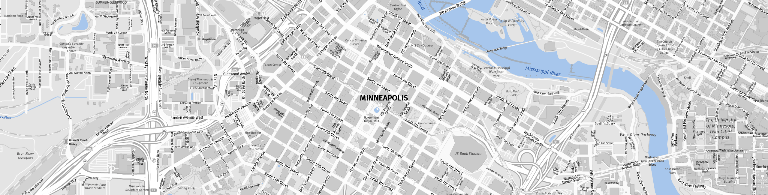 Stadtplan Minneapolis zum Downloaden.