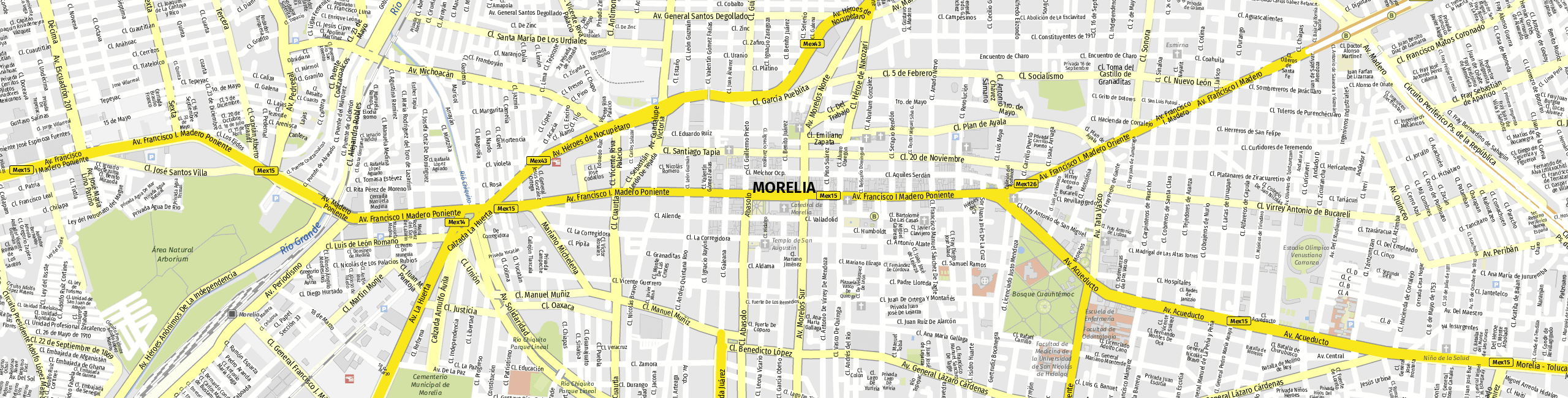 Stadtplan Morelia zum Downloaden.