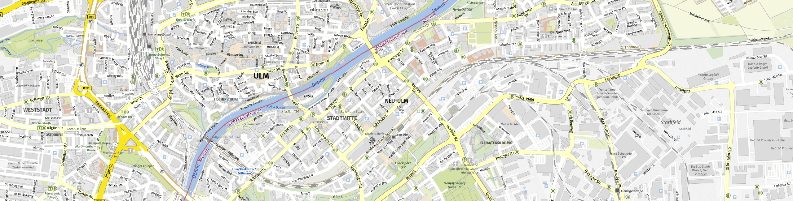 Stadtplan Neu-Ulm zum Downloaden.