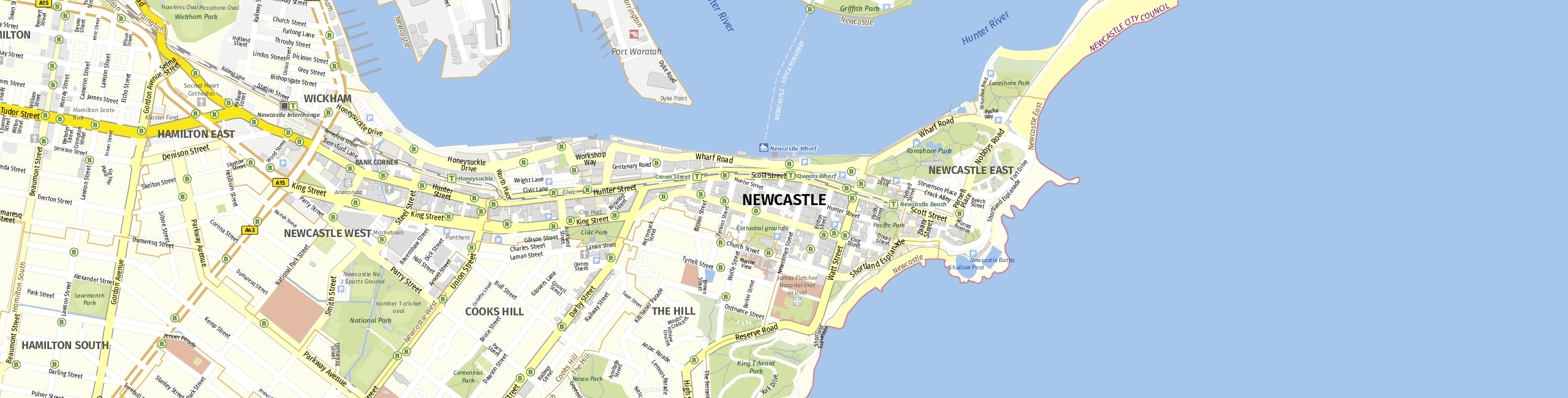 Stadtplan Newcastle zum Downloaden.