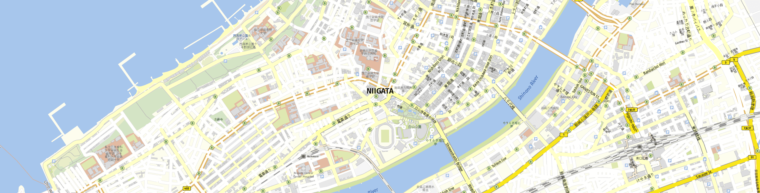Stadtplan Niigata zum Downloaden.