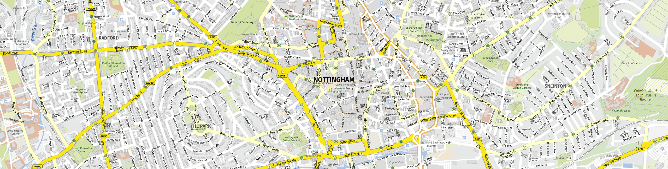Stadtplan Nottingham zum Downloaden.