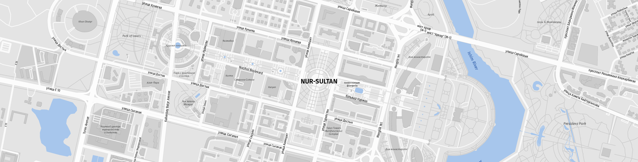 Stadtplan Nur-Sultan zum Downloaden.