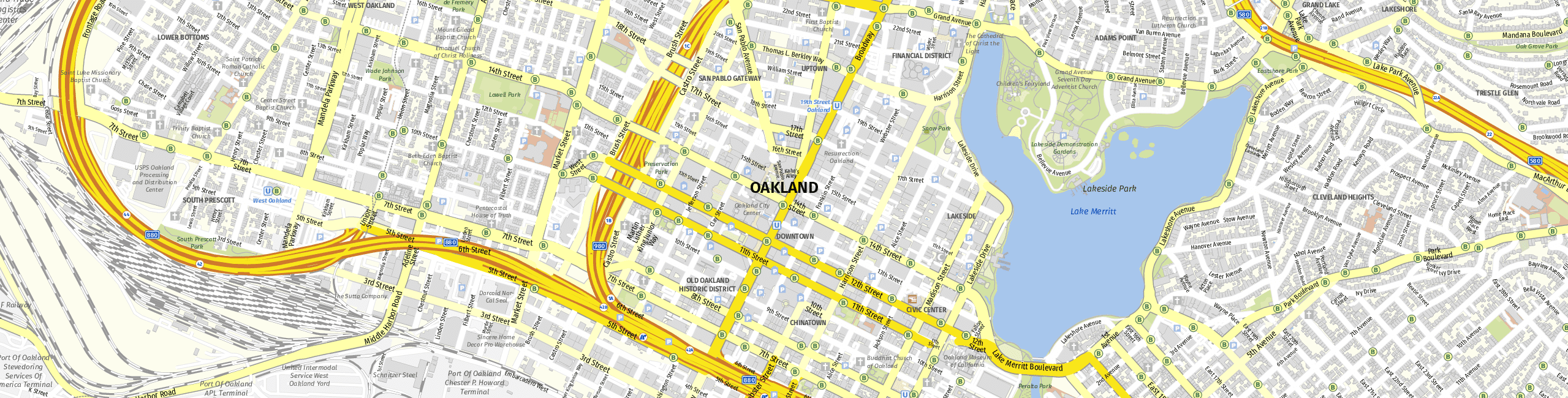 Stadtplan Oakland zum Downloaden.