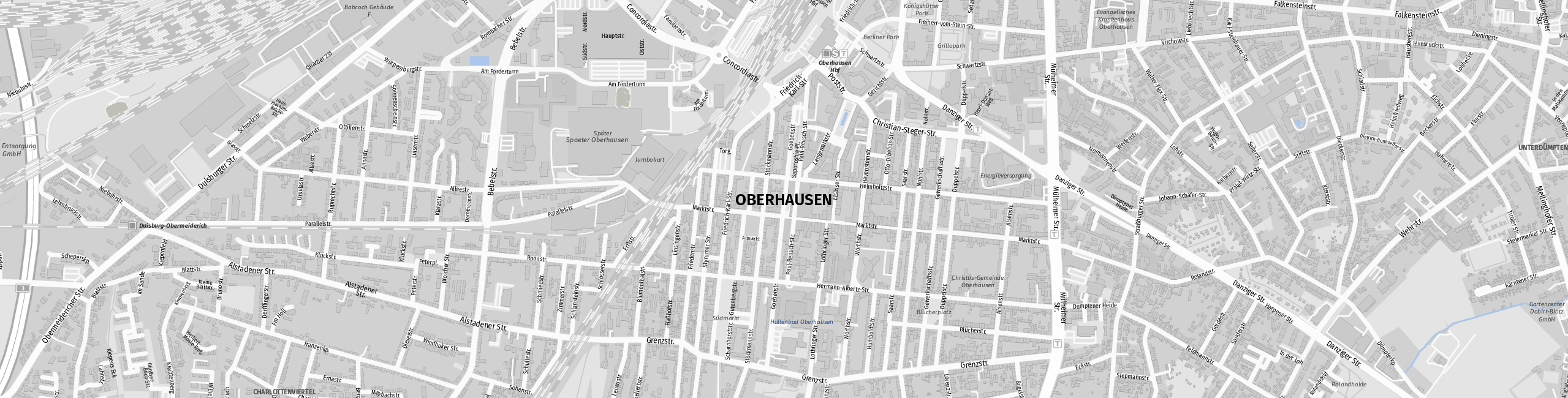 Stadtplan Oberhausen zum Downloaden.