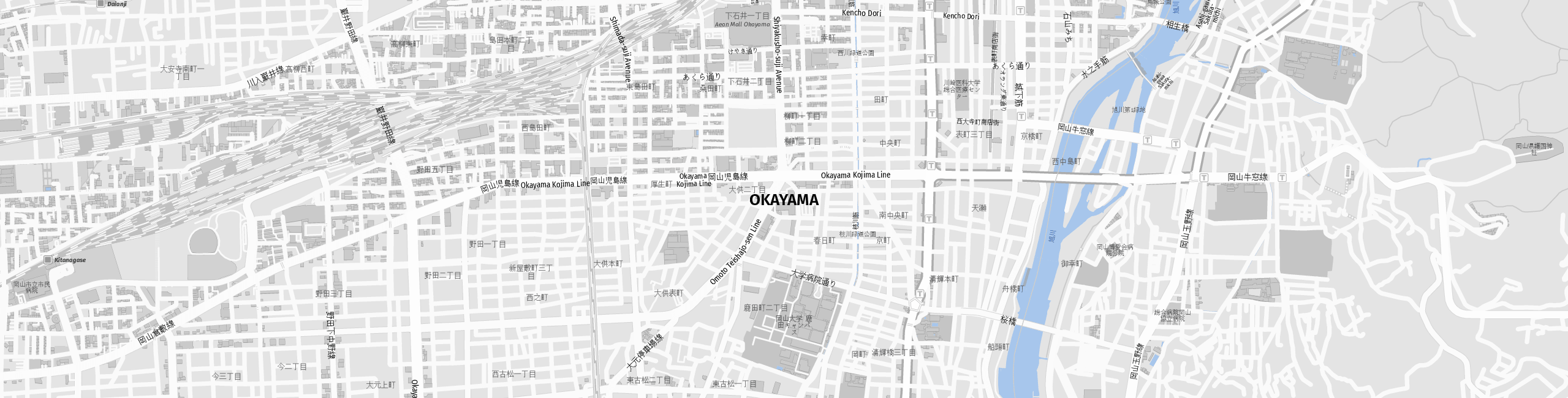Stadtplan Okayama zum Downloaden.