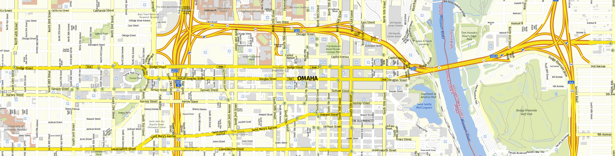 Stadtplan Omaha zum Downloaden.