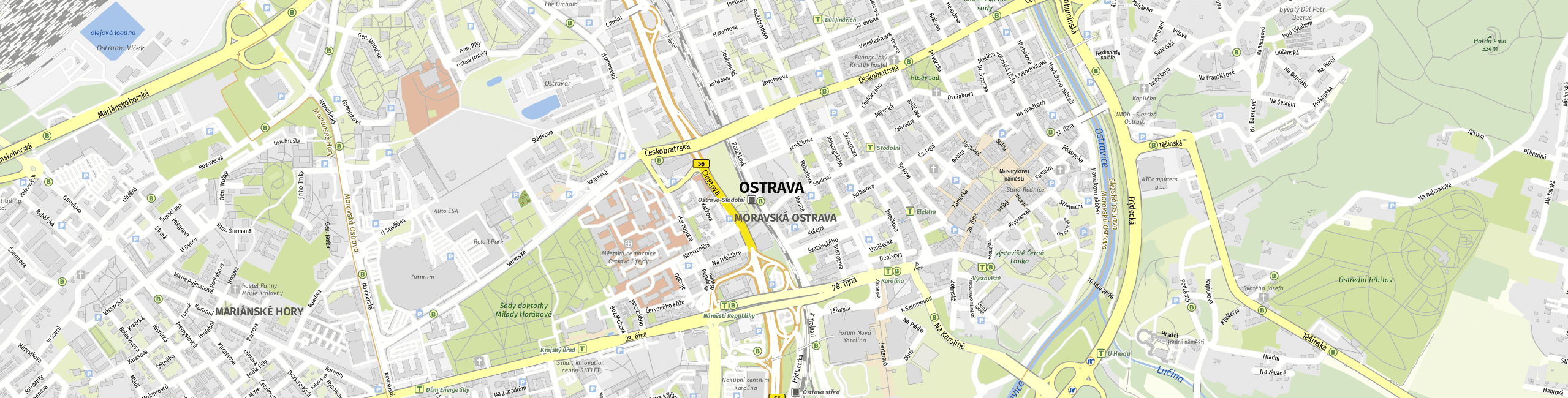 Stadtplan Ostrava zum Downloaden.
