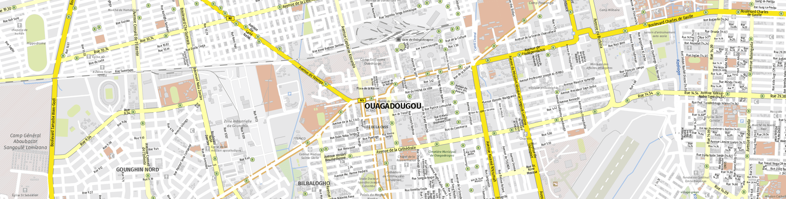 Stadtplan Ouagadougou zum Downloaden.