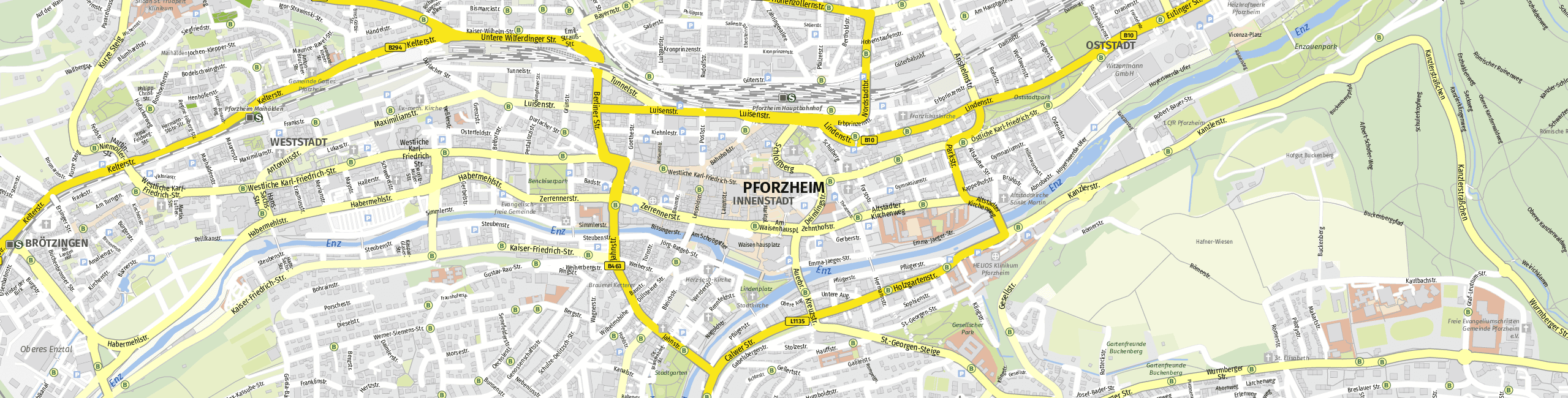 Stadtplan Pforzheim zum Downloaden.