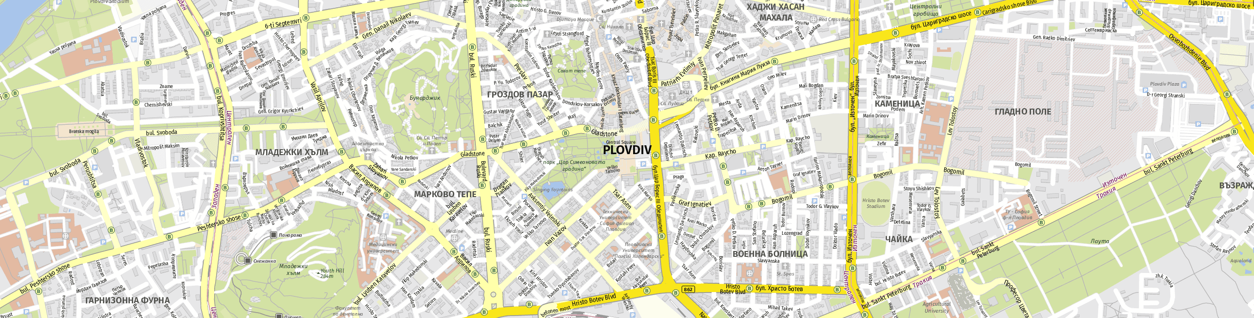Stadtplan Plovdiv zum Downloaden.