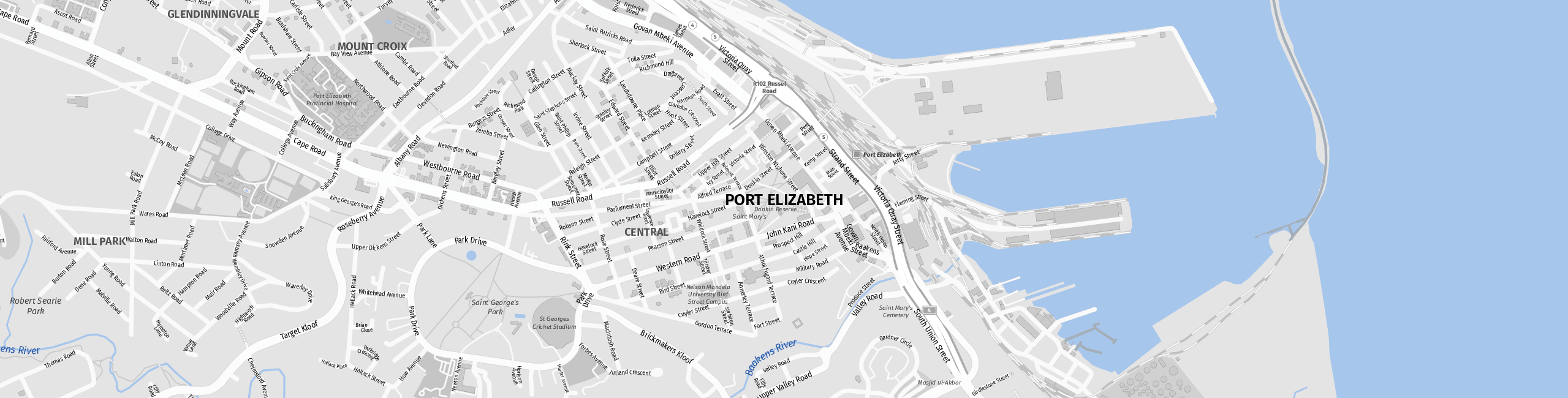 Stadtplan Port Elizabeth zum Downloaden.