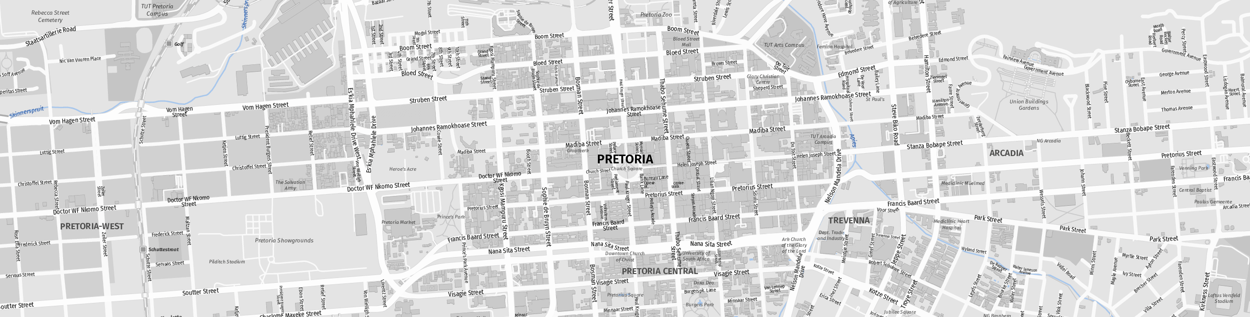 Stadtplan Pretoria zum Downloaden.