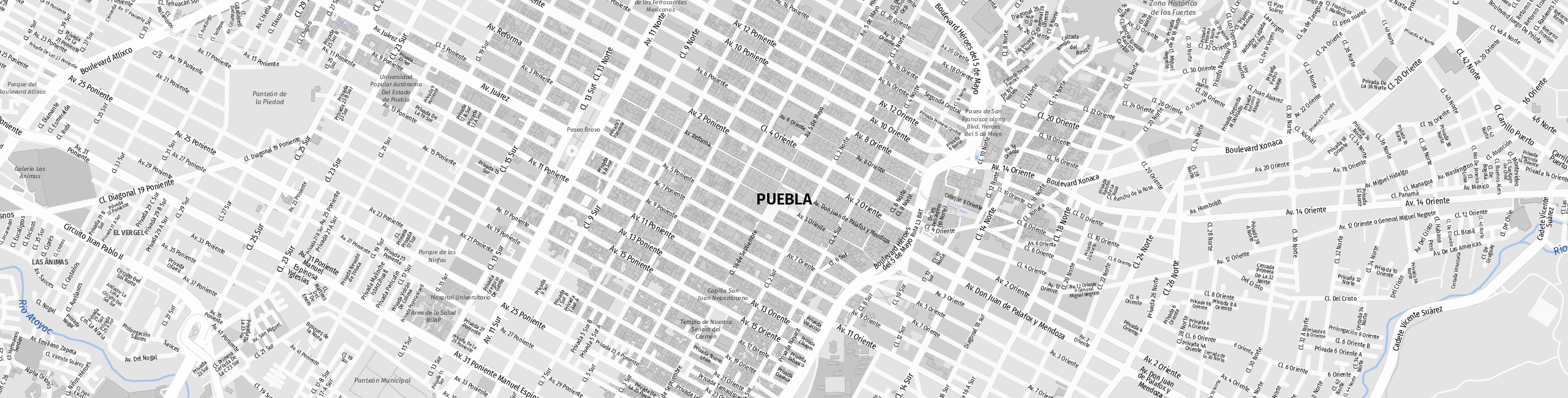 Stadtplan Puebla de Zaragoza zum Downloaden.