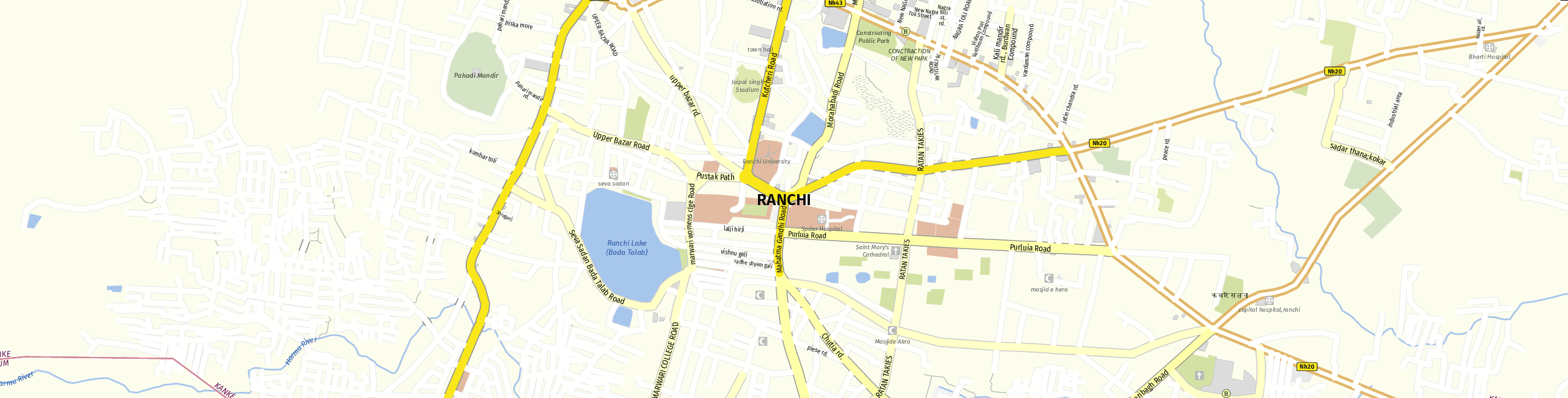Stadtplan Ranchi zum Downloaden.