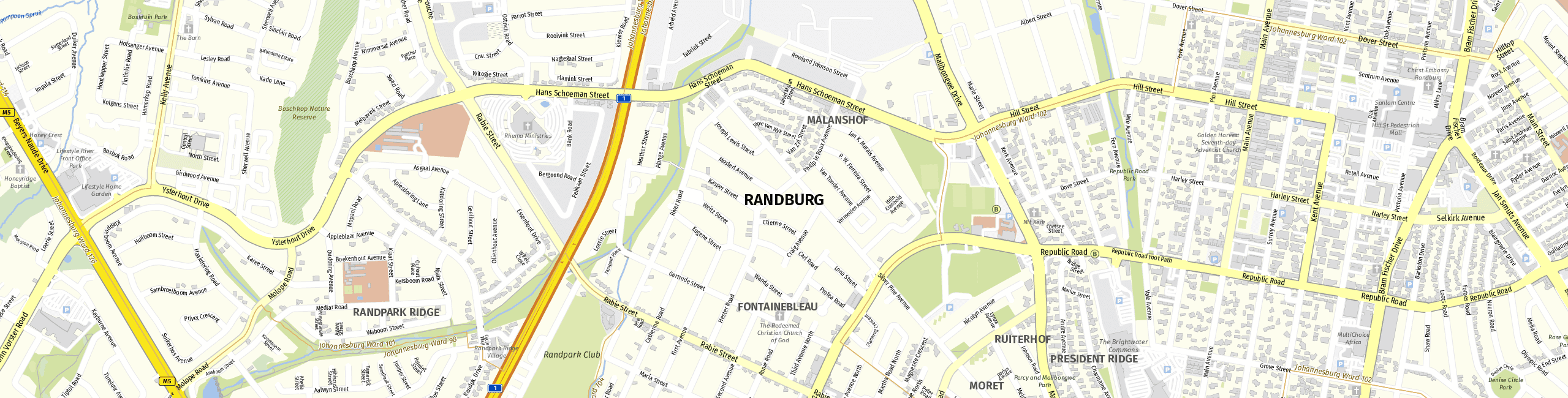 Stadtplan Randburg zum Downloaden.
