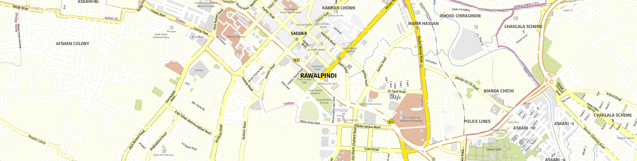 Stadtplan Rawalpindi zum Downloaden.