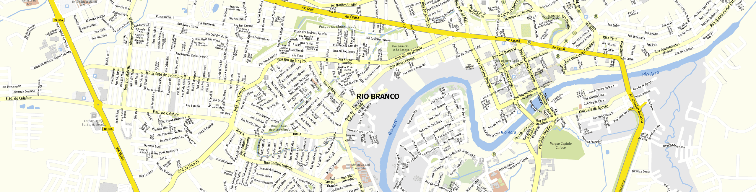 Stadtplan Rio Branco zum Downloaden.