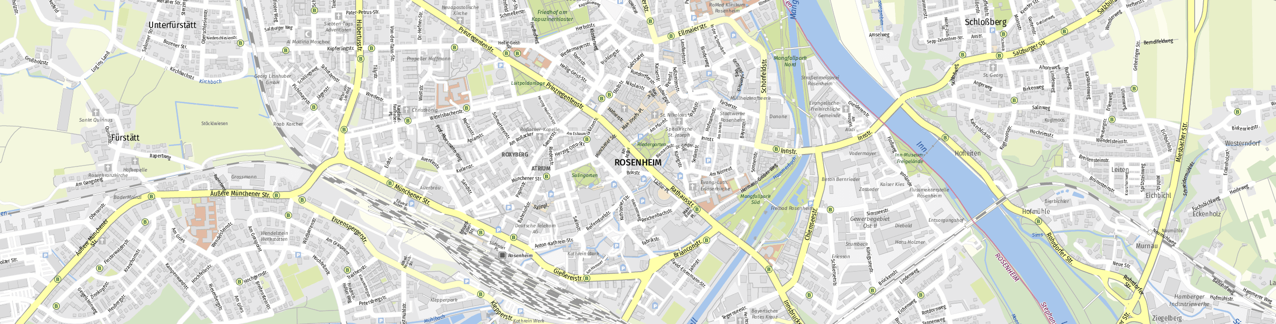 Stadtplan Rosenheim zum Downloaden.