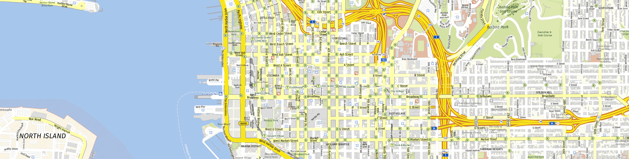 Stadtplan San Diego zum Downloaden.