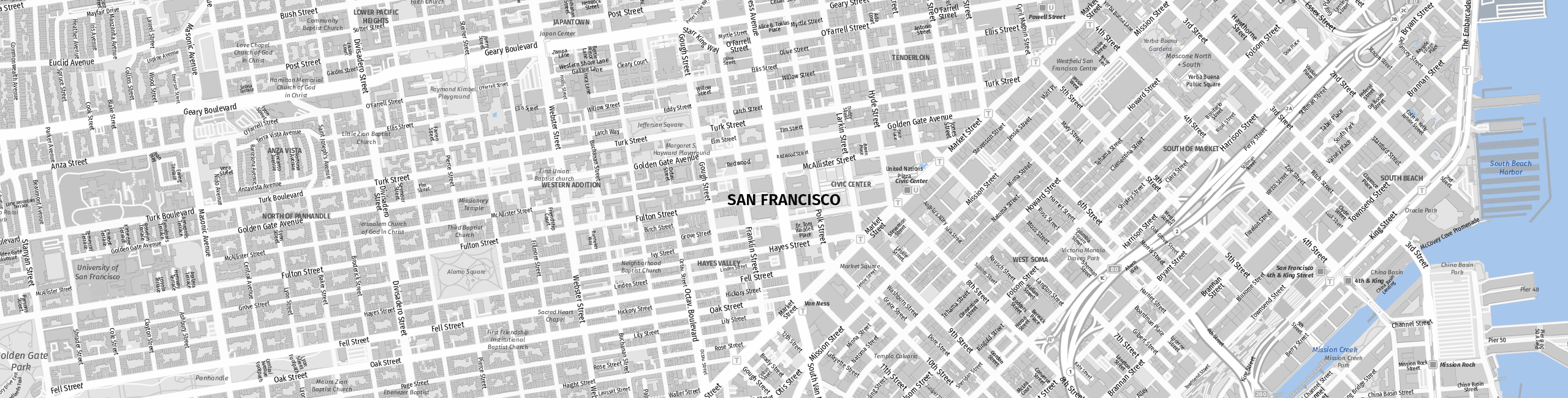 Stadtplan San Francisco zum Downloaden.