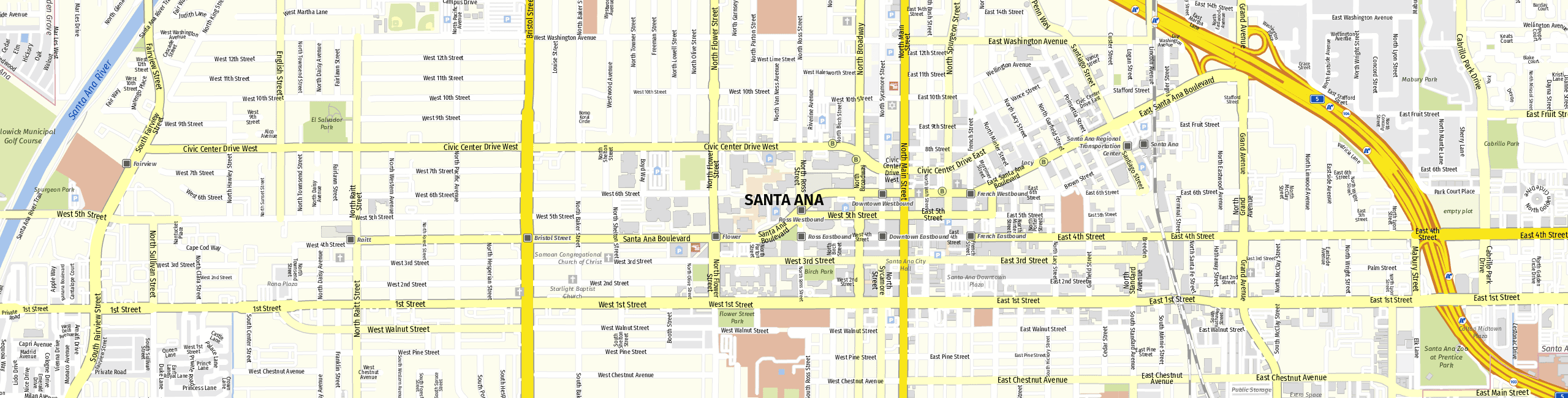 Stadtplan Santa Ana zum Downloaden.