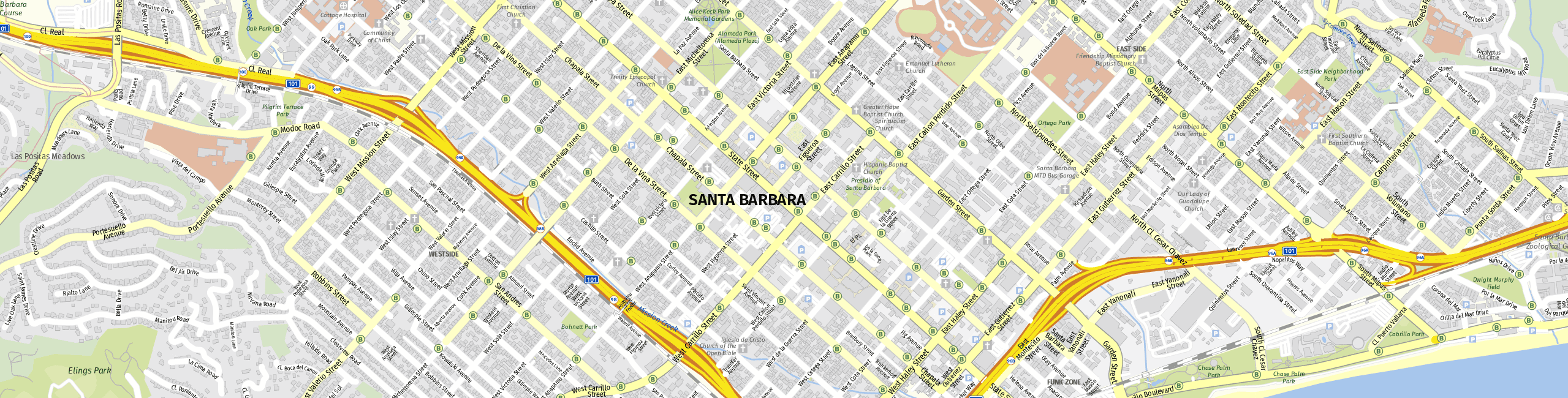 Stadtplan Santa Barbara zum Downloaden.