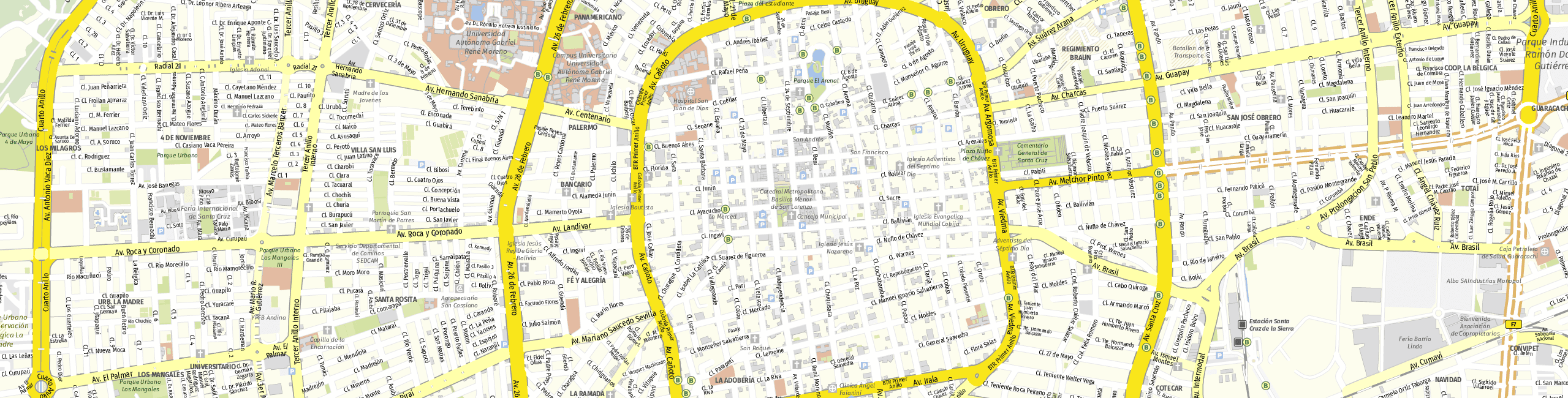 Stadtplan Santa Cruz de la Sierra zum Downloaden.
