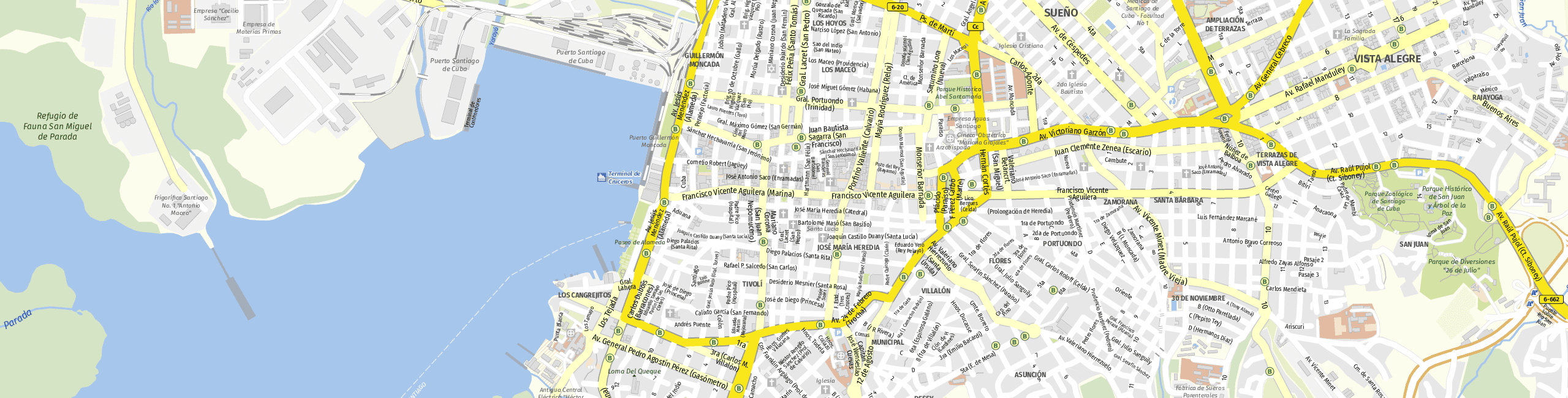 Stadtplan Santiago de Cuba zum Downloaden.