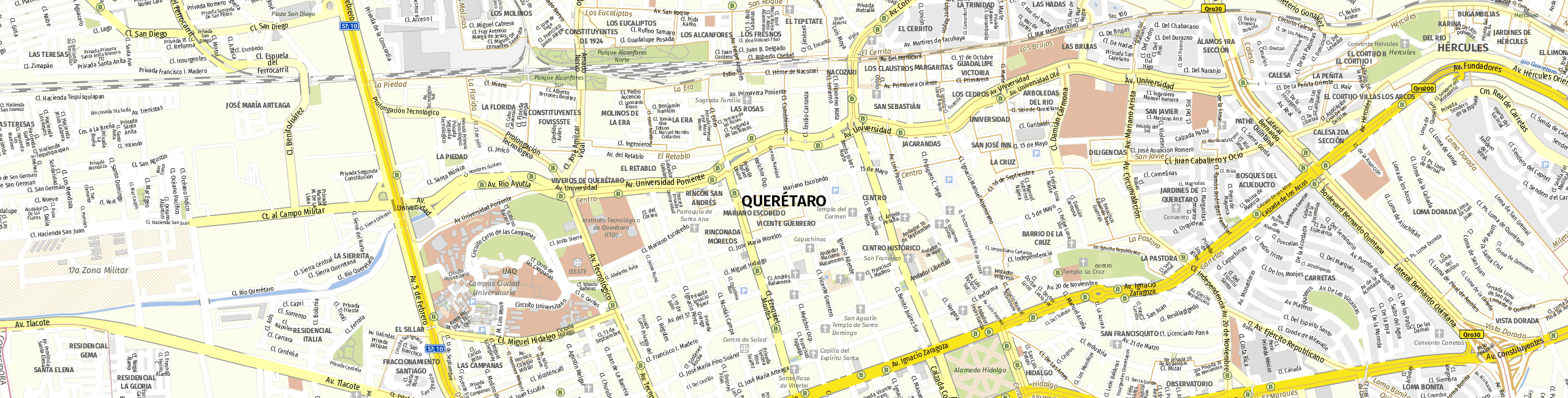 Stadtplan Santiago de Querétaro zum Downloaden.