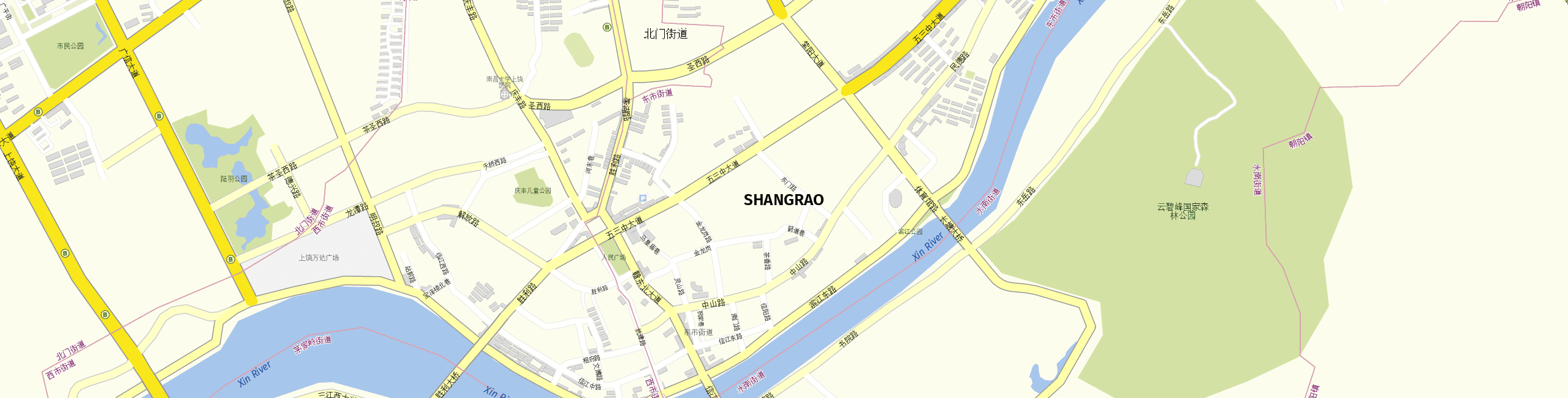 Stadtplan Shangrao zum Downloaden.