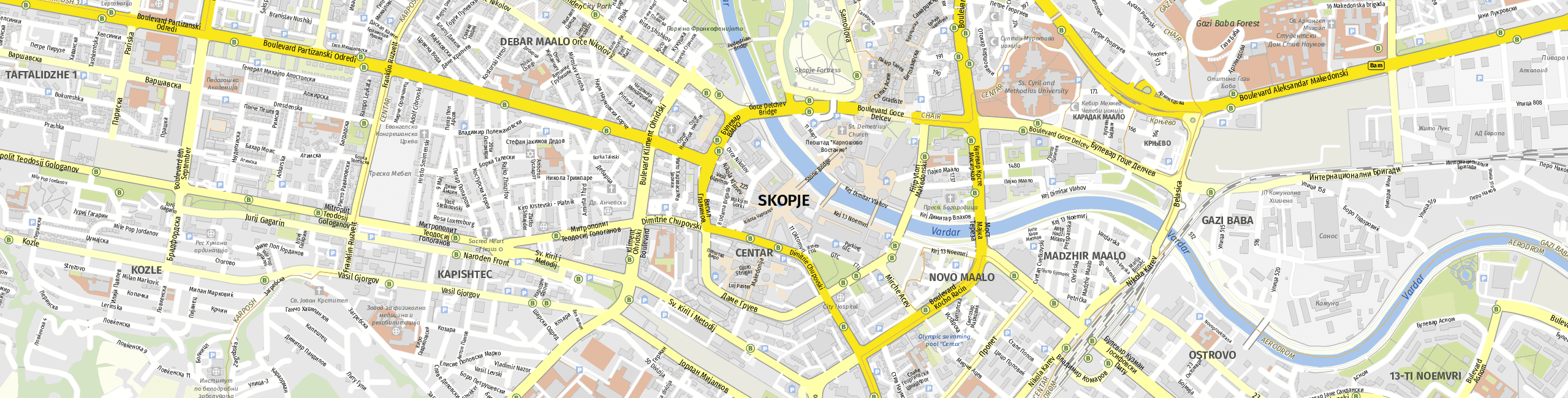 Stadtplan Skopje zum Downloaden.