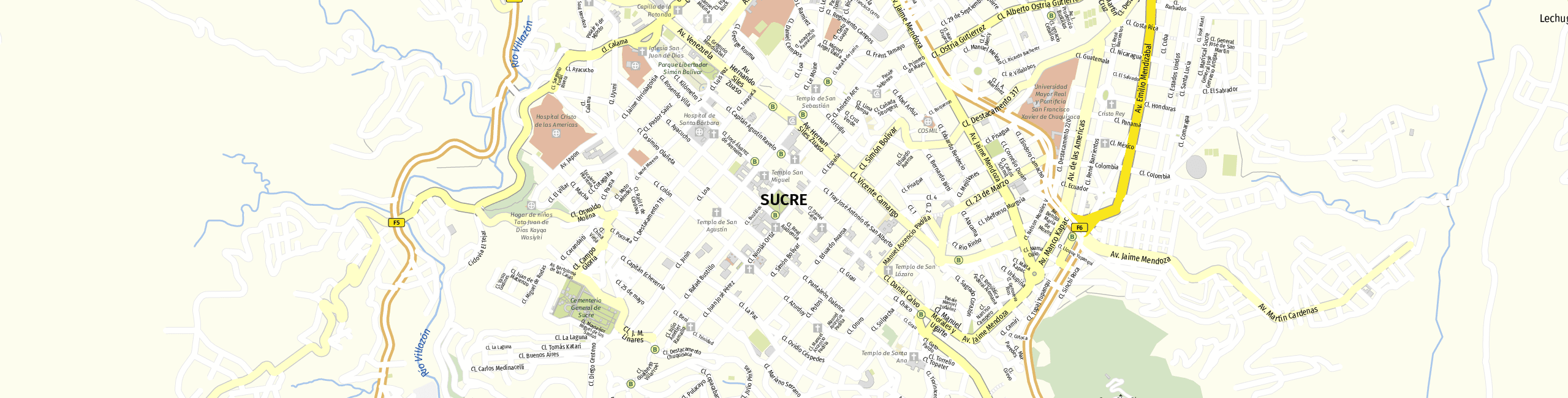 Stadtplan Sucre zum Downloaden.