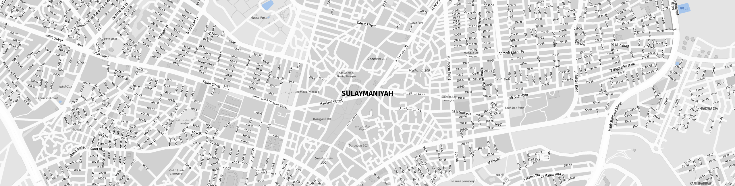 Stadtplan Sulaymaniyah zum Downloaden.