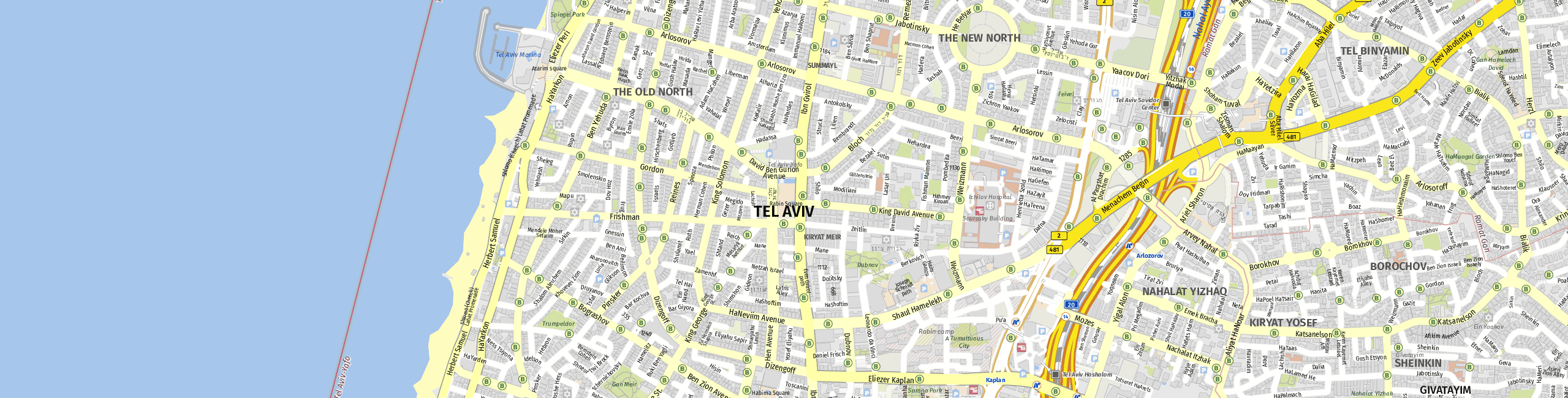 Stadtplan Tel Aviv-Yafo zum Downloaden.
