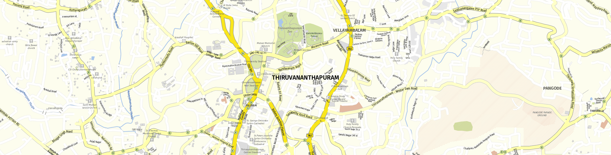 Stadtplan Thiruvananthapuram zum Downloaden.