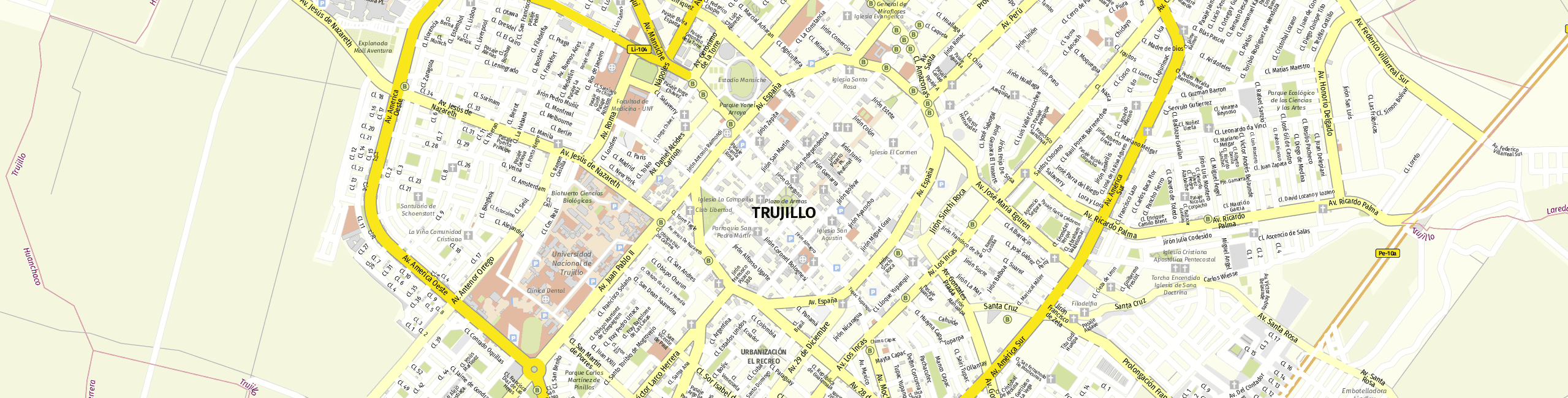 Stadtplan Trujillo zum Downloaden.